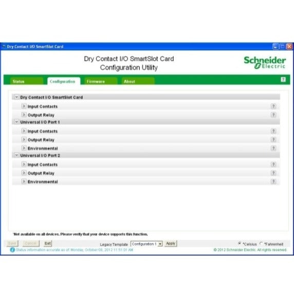 Carte SmartSlot d'E/S à contact sec APC by Schneider Electric AP9613