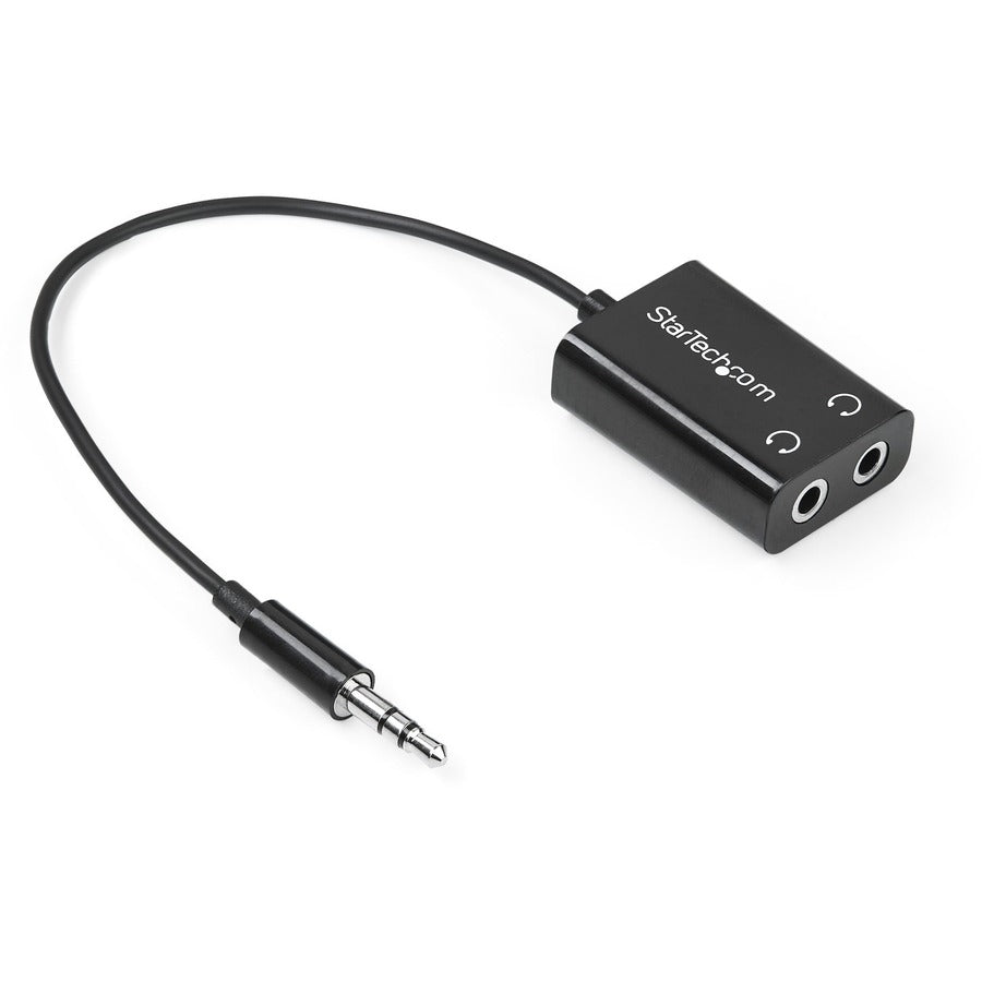 StarTech.com Black Slim Mini Jack Headphone Splitter Cable Adapter - 3.5mm Male to 2x 3.5mm Female MUY1MFFADP