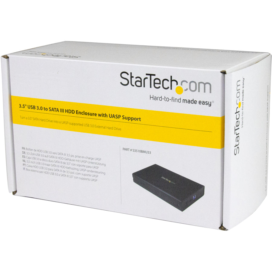 StarTech.com Boîtier de disque dur externe SATA III USB 3.0 noir 3,5 pouces avec UASP - Disque dur externe portable S3510BMU33