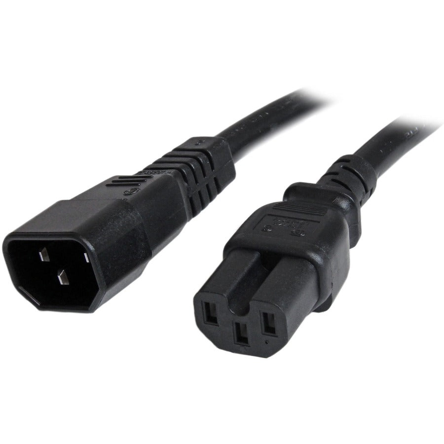 StarTech.com 6ft (1.8m) Heavy Duty Extension Cord, IEC C14 to IEC C15 Black Extension Cord, 15A 125V, 14AWG, Heavy Gauge Power Cable PXTC14C156