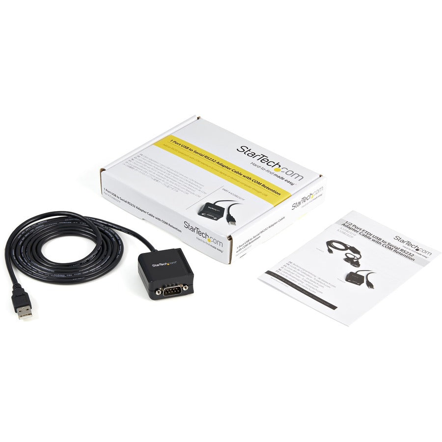 StarTech.com USB to Serial Adapter ? 1 port ? USB Powered ? FTDI USB UART Chip ? DB9 (9-pin) ? USB to RS232 Adapter ICUSB2321F