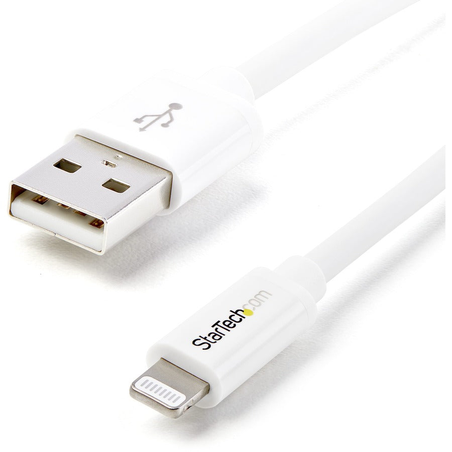 StarTech.com 2m (6ft) Long White Apple&reg; 8-pin Lightning Connector to USB Cable for iPhone / iPod / iPad USBLT2MW