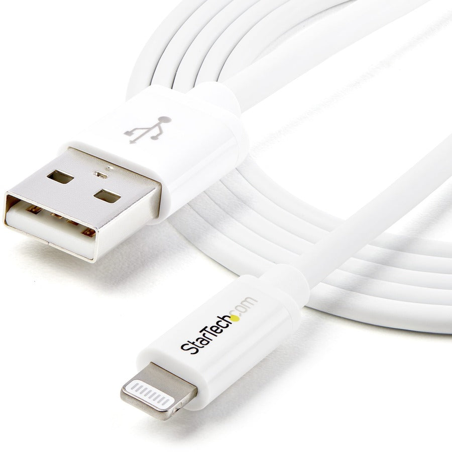 StarTech.com 2m (6ft) Long White Apple&reg; 8-pin Lightning Connector to USB Cable for iPhone / iPod / iPad USBLT2MW