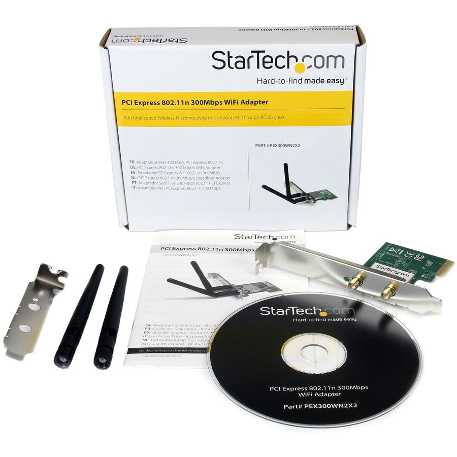 StarTech.com PCI Express Wireless Adapter 300 Mbps PCIe 802.11 b/g/n Network Adapter Card 2T2R 2.2 dBi PEX300WN2X2