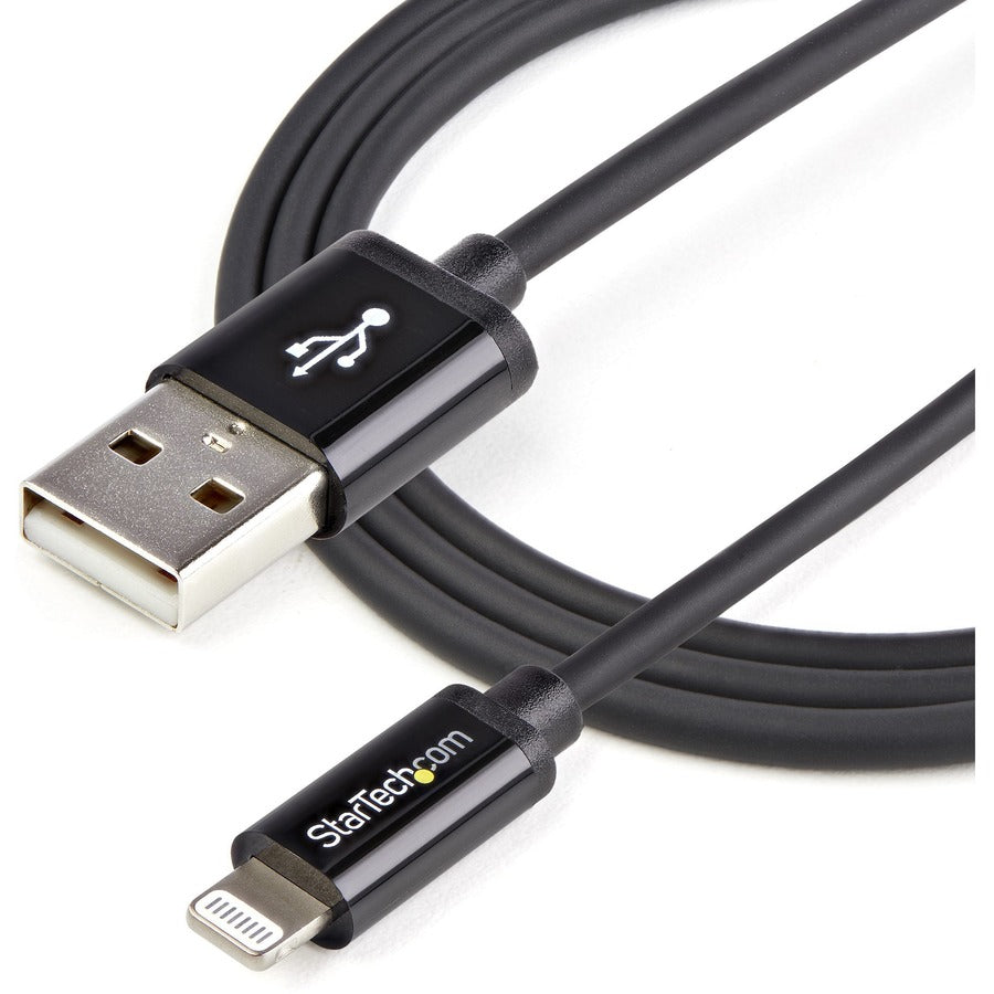 StarTech.com Câble connecteur Lightning Apple® 8 broches vers USB noir de 1 m (3 pieds) pour iPhone / iPod / iPad USBLT1MB