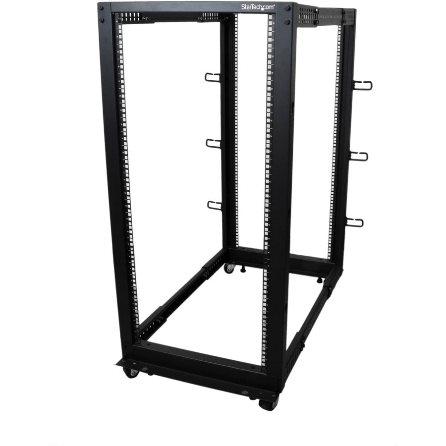 StarTech.com 25U Adjustable Depth Open Frame 4 Post Server Rack w/ Casters / Levelers and Cable Management Hooks 4POSTRACK25U