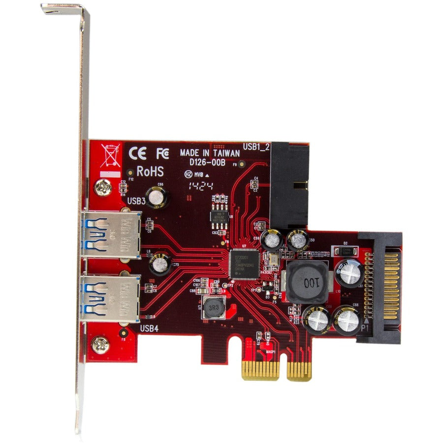 StarTech.com 4 Port PCI Express USB 3.0 Card - 5Gbps - 2 External & 2 Internal (IDC) - SATA Power PEXUSB3S2EI