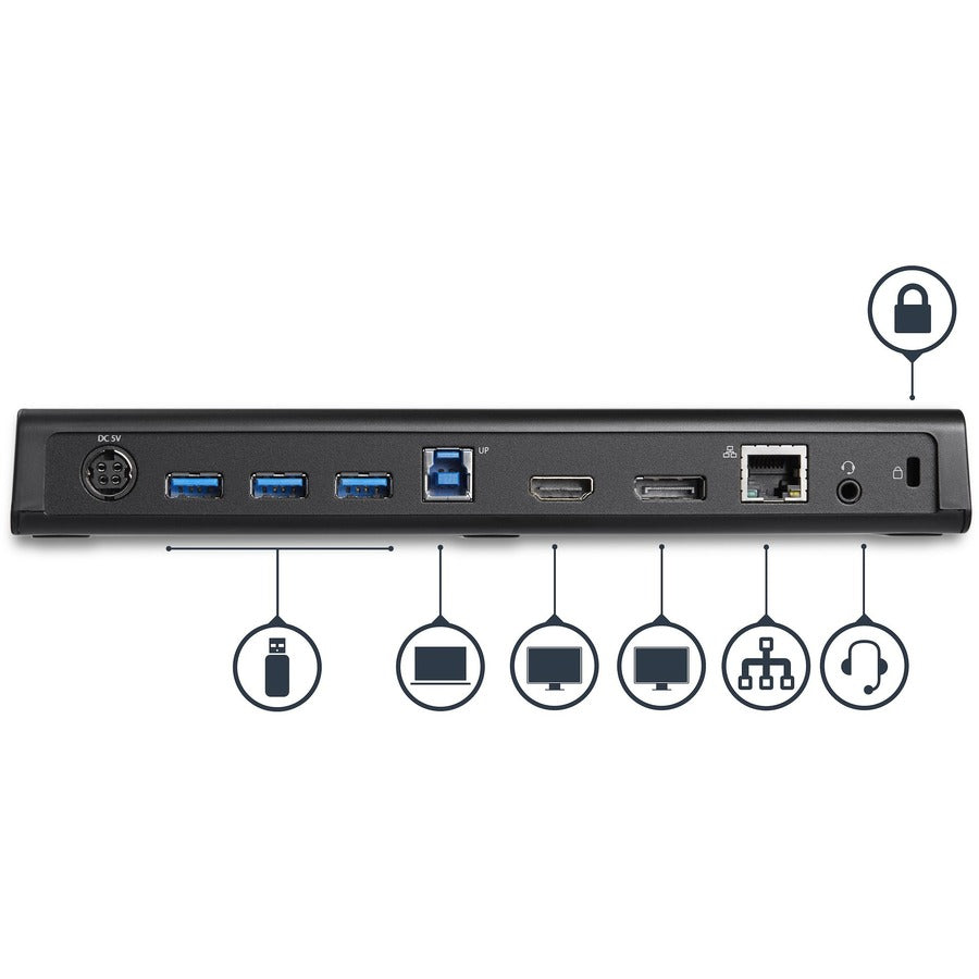 StarTech.com USB 3.0 Docking Station Dual Monitor with HDMI & 4K DisplayPort - 4x USB-A, Ethernet - USB Type A Universal Laptop Dock USB3DOCKHDPC