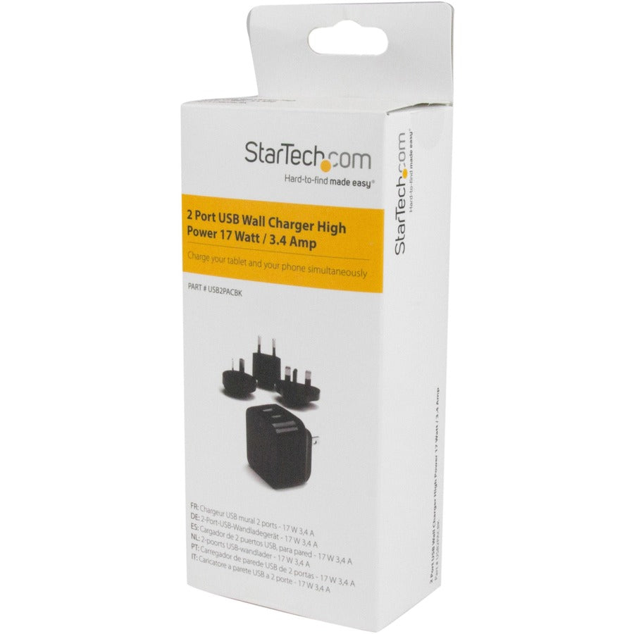 StarTech.com Black- Universal Power Adapter (NA/UK/EU/AUS) included USB2PACBK