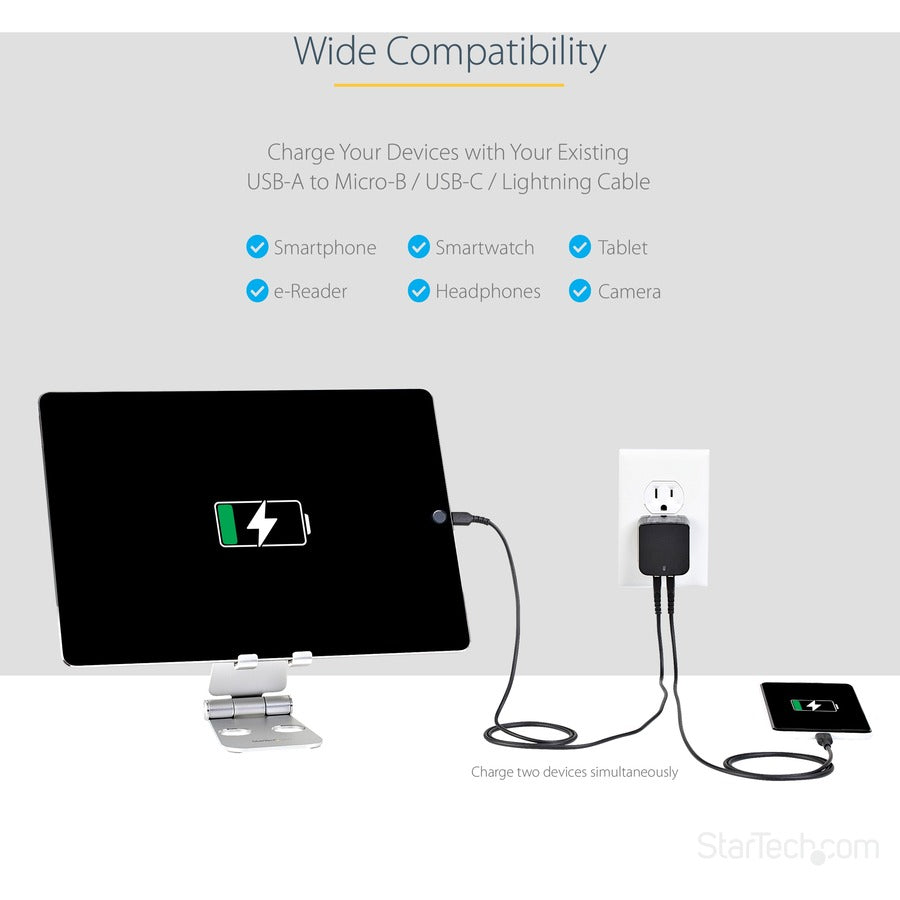 StarTech.com Black- Universal Power Adapter (NA/UK/EU/AUS) included USB2PACBK