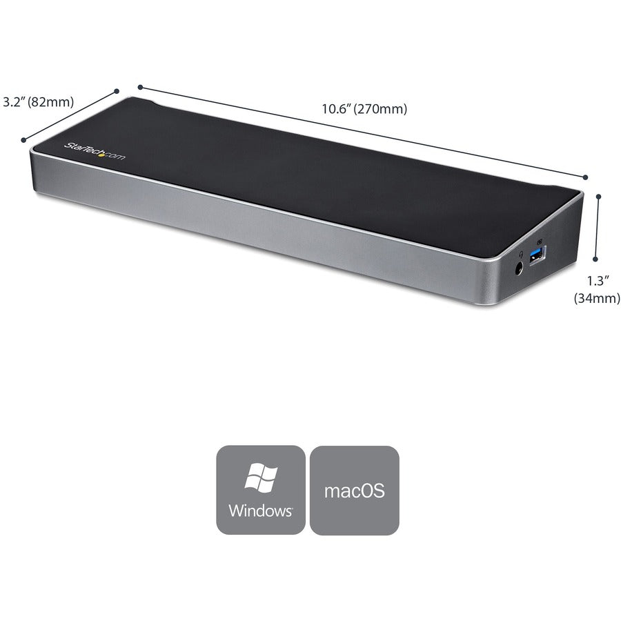 StarTech.com Triple Monitor USB 3.0 Docking Station for Laptops - Mac & Windows - USB Fast Charge Port - Up to 4K - USB3DOCKH2DP USB3DOCKH2DP