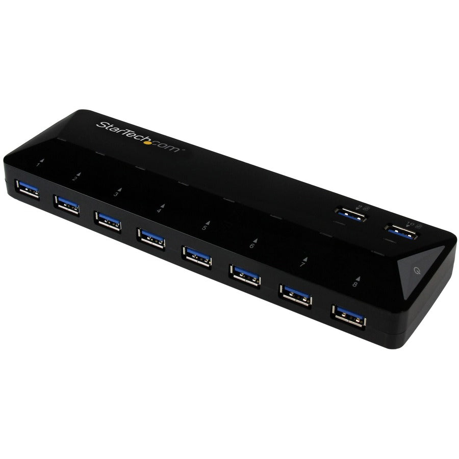 StarTech.com 10-Port USB 3.0 Hub with Charge and Sync Ports - 2 x 1.5A Ports - Desktop USB Hub and Fast-Charging Station ST103008U2C