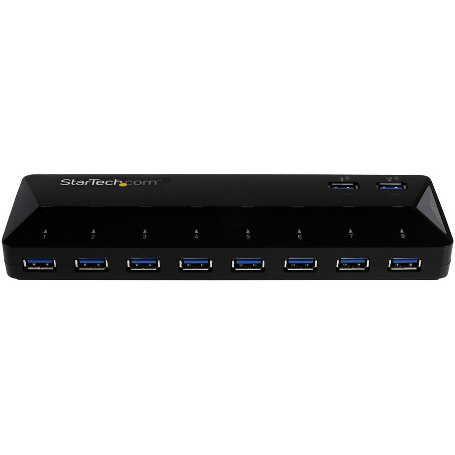 StarTech.com 10-Port USB 3.0 Hub with Charge and Sync Ports - 2 x 1.5A Ports - Desktop USB Hub and Fast-Charging Station ST103008U2C