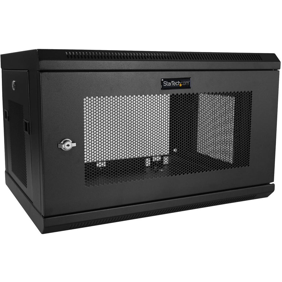 StarTech.com 2 Post 6U 19" Wall Mount Network Cabinet 15" Deep - Locking Vented IT Data Equipment/Switch Rack Enclosure w/Shelf/Hook&Loop RK616WALM