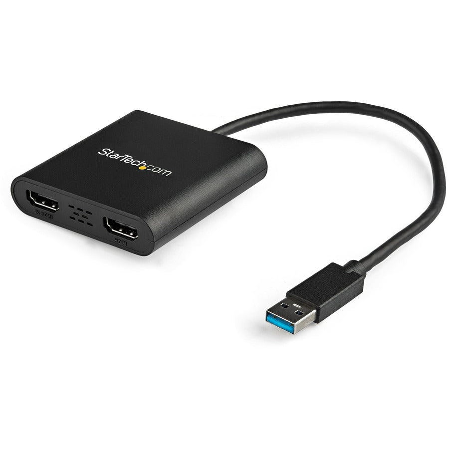 StarTech.com Adaptateur USB vers double HDMI - Adaptateur USB vers HDMI - USB 3.0 vers HDMI - Adaptateur d'affichage USB vers HDMI - Carte vidéo externe - 4K USB32HD2