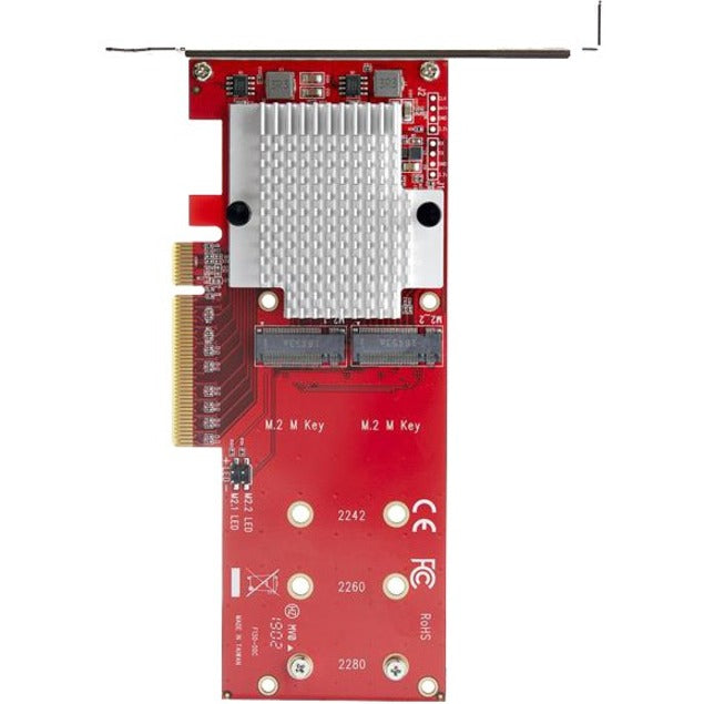 StarTech.com Dual M.2 PCIe SSD Adapter Card - x8 / x16 Dual NVMe or AHCI M.2 SSD to PCI Express 3.0 - M.2 NGFF PCIe (m-key) Compatible PEX8M2E2