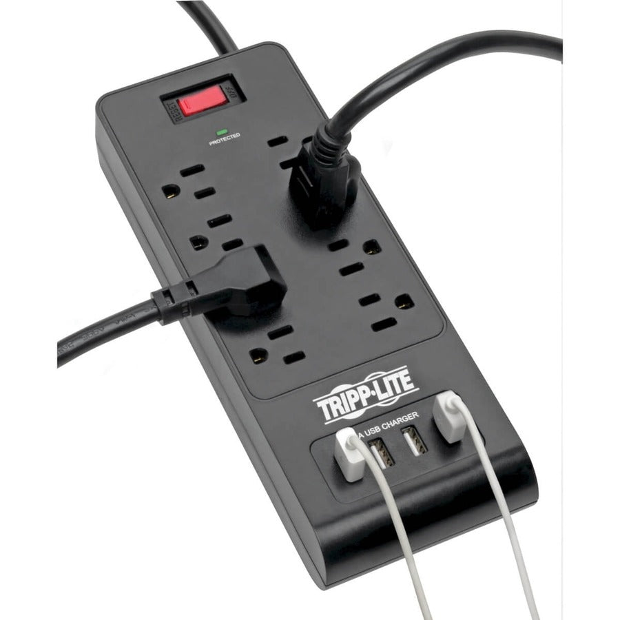 Tripp Lite Multiprise avec parasurtenseur 8 prises 4 ports USB Cordon de 6 pieds Noir - 8 x NEMA 5-15R, 4 x USB - 1875 VA - 1800 J - Entrée 120 V AC TLP864USBB