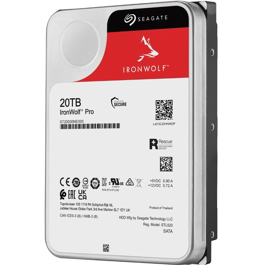 Seagate IronWolf Pro ST20000NE000 20 TB Hard Drive - 3.5" Internal - SATA (SATA/600) - Conventional Magnetic Recording (CMR) Method ST20000NE000