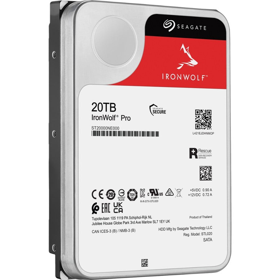 Seagate IronWolf Pro ST20000NE000 20 TB Hard Drive - 3.5" Internal - SATA (SATA/600) - Conventional Magnetic Recording (CMR) Method ST20000NE000