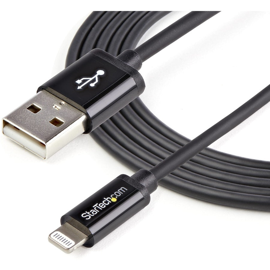 StarTech.com 2m (6ft) Long Black Apple&reg; 8-pin Lightning Connector to USB Cable for iPhone / iPod / iPad USBLT2MB