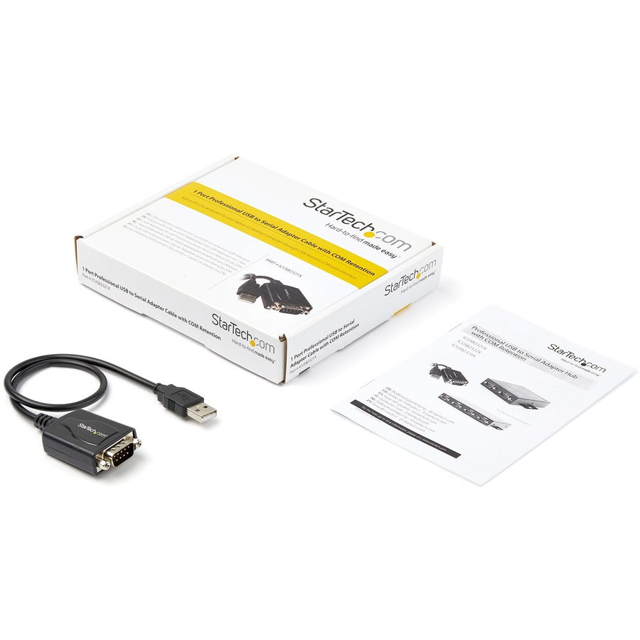 StarTech.com USB to Serial Adapter - 1 Port - COM Port Retention - Texas Instruments TIUSB3410 - USB to RS232 Adapter Cable ICUSB2321X