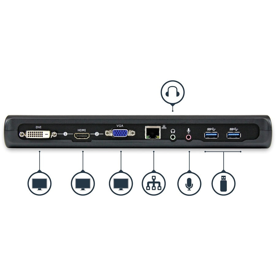 StarTech.com Dual Monitor USB 3.0 Docking Station with HDMI & DVI/VGA - TAA Compliant - RJ45 Ethernet Port USB3SDOCKHDV