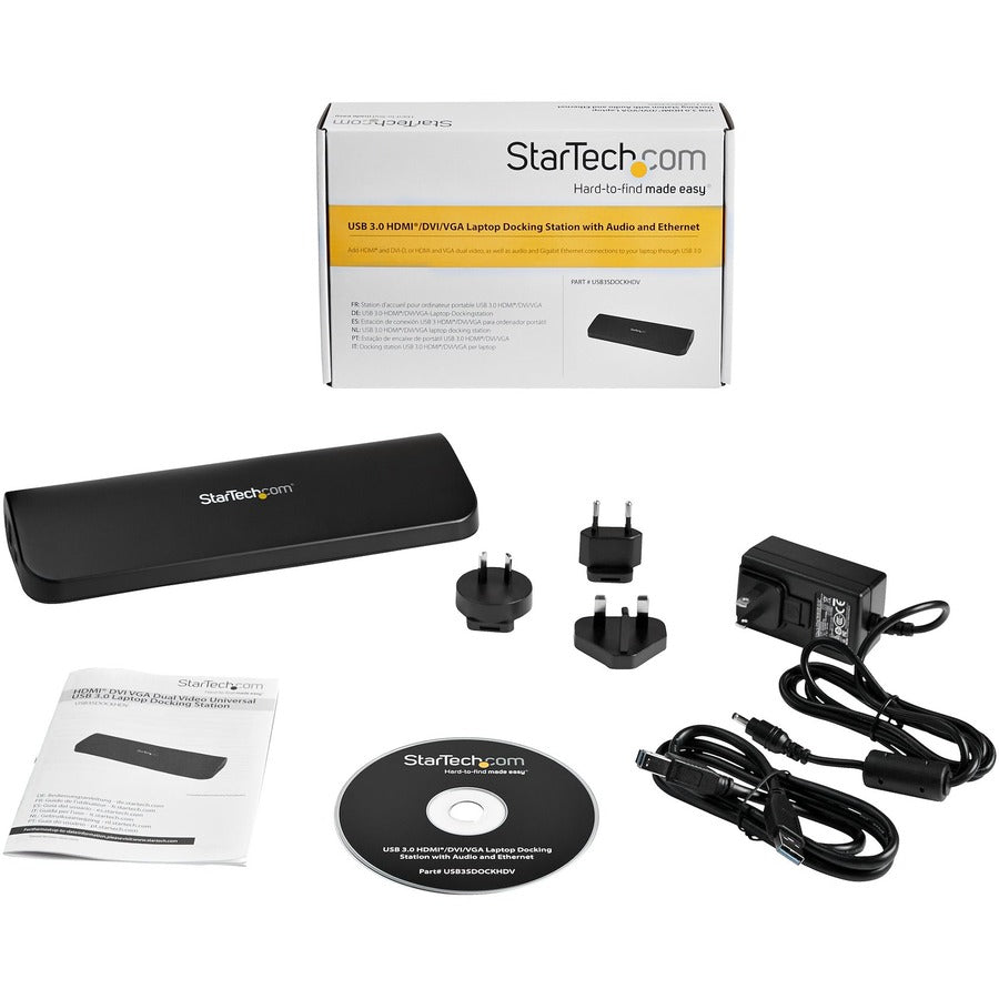 StarTech.com Dual Monitor USB 3.0 Docking Station with HDMI & DVI/VGA - TAA Compliant - RJ45 Ethernet Port USB3SDOCKHDV