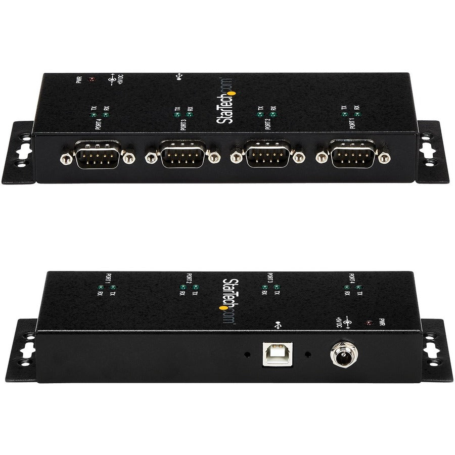 StarTech.com USB to Serial Adapter Hub - 4 Port - Industrial - Wall Mount - Din Rail - COM Port Retention - FTDI USB Serial ICUSB2324I