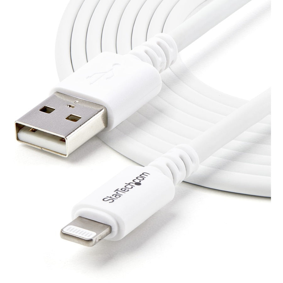 StarTech.com 3m (10ft) Long White Apple&reg; 8-pin Lightning Connector to USB Cable for iPhone / iPod / iPad USBLT3MW