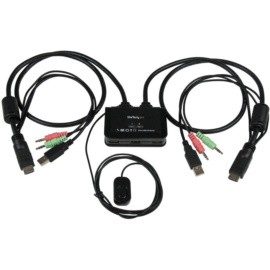 StarTech.com 2 Port USB HDMI Cable KVM Switch with Audio and Remote Switch - USB Powered SV211HDUA