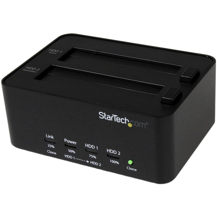 StarTech.com Duplicateur et effaceur de disque dur double baie, cloneur de disque dur/SSD SATA autonome et effaceur de disque, station d'accueil USB 3.0 vers SATA SATDOCK2REU3