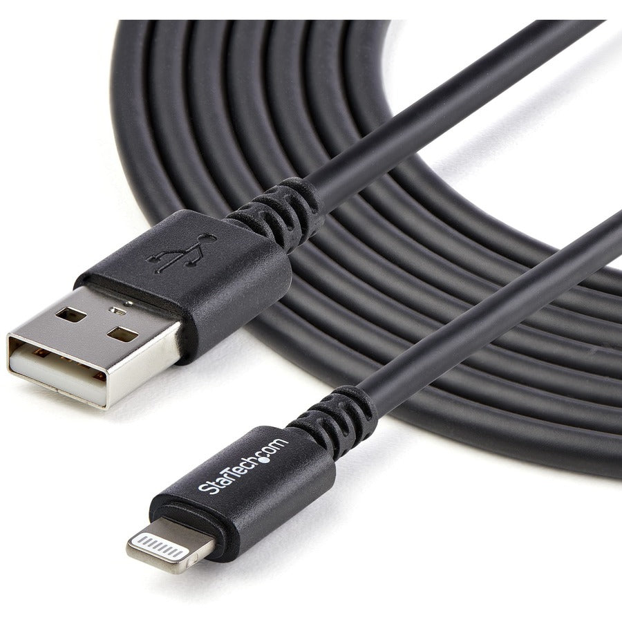 StarTech.com 3m (10ft) Long Black Apple&reg; 8-pin Lightning Connector to USB Cable for iPhone / iPod / iPad USBLT3MB