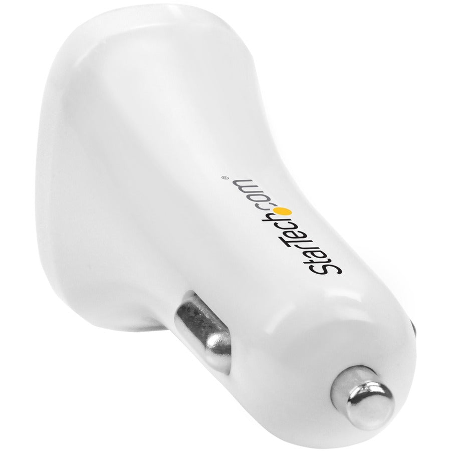 Star Tech.com Dual Port USB Car Charger - White - High Power 24W/4.8A - 2 port USB Car Charger - Charge two tablets at once USB2PCARWHS