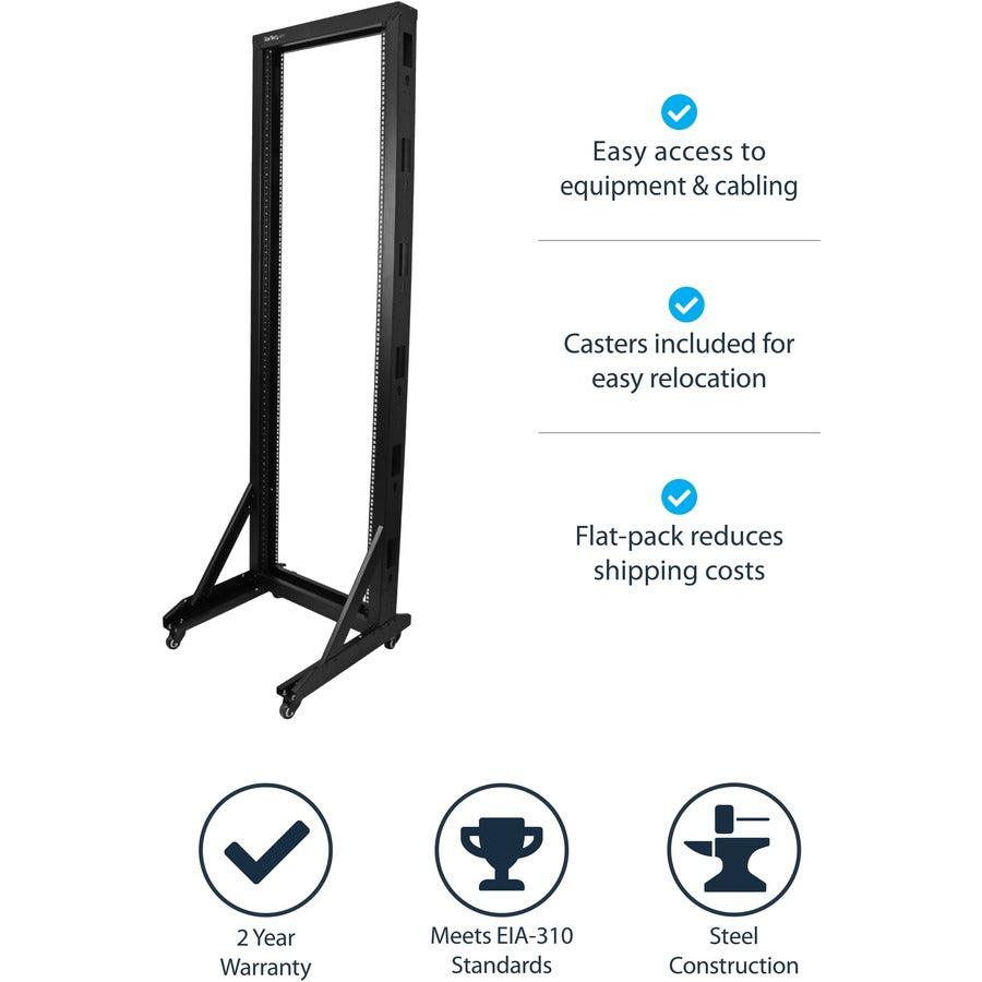 StarTech.com 2-Post Server Rack with Sturdy Steel Construction and Casters - 42U~ 2POSTRACK42