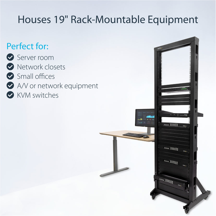 StarTech.com 2-Post Server Rack with Sturdy Steel Construction and Casters - 42U~ 2POSTRACK42