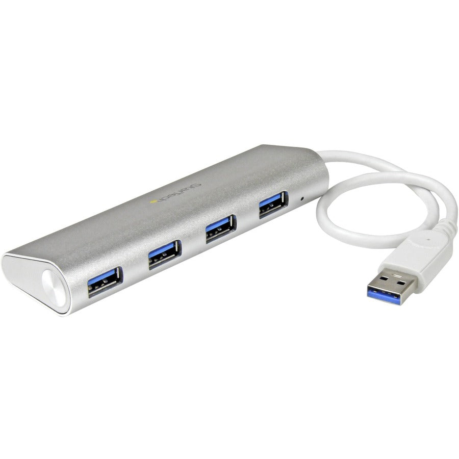 StarTech.com 4 Port Portable USB 3.0 Hub with Built-in Cable - Aluminum and Compact USB Hub ST43004UA