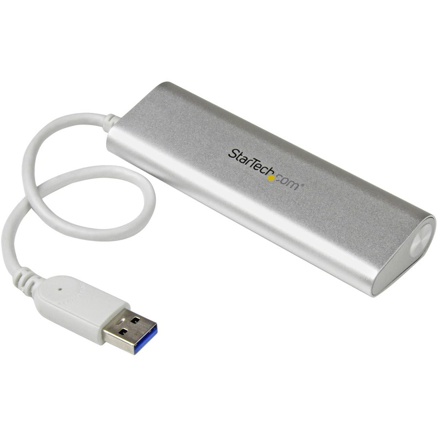 StarTech.com 4 Port Portable USB 3.0 Hub with Built-in Cable - Aluminum and Compact USB Hub ST43004UA