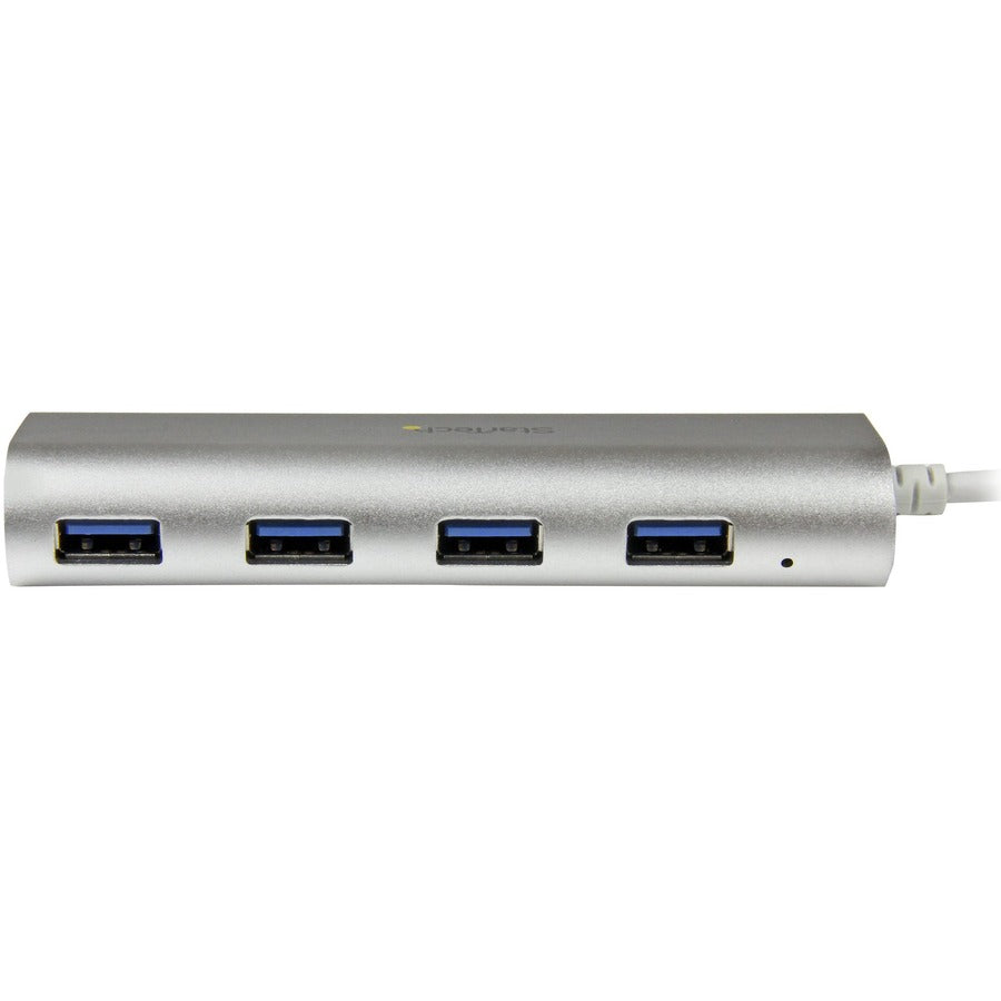 StarTech.com 4 Port Portable USB 3.0 Hub with Built-in Cable - Aluminum and Compact USB Hub ST43004UA