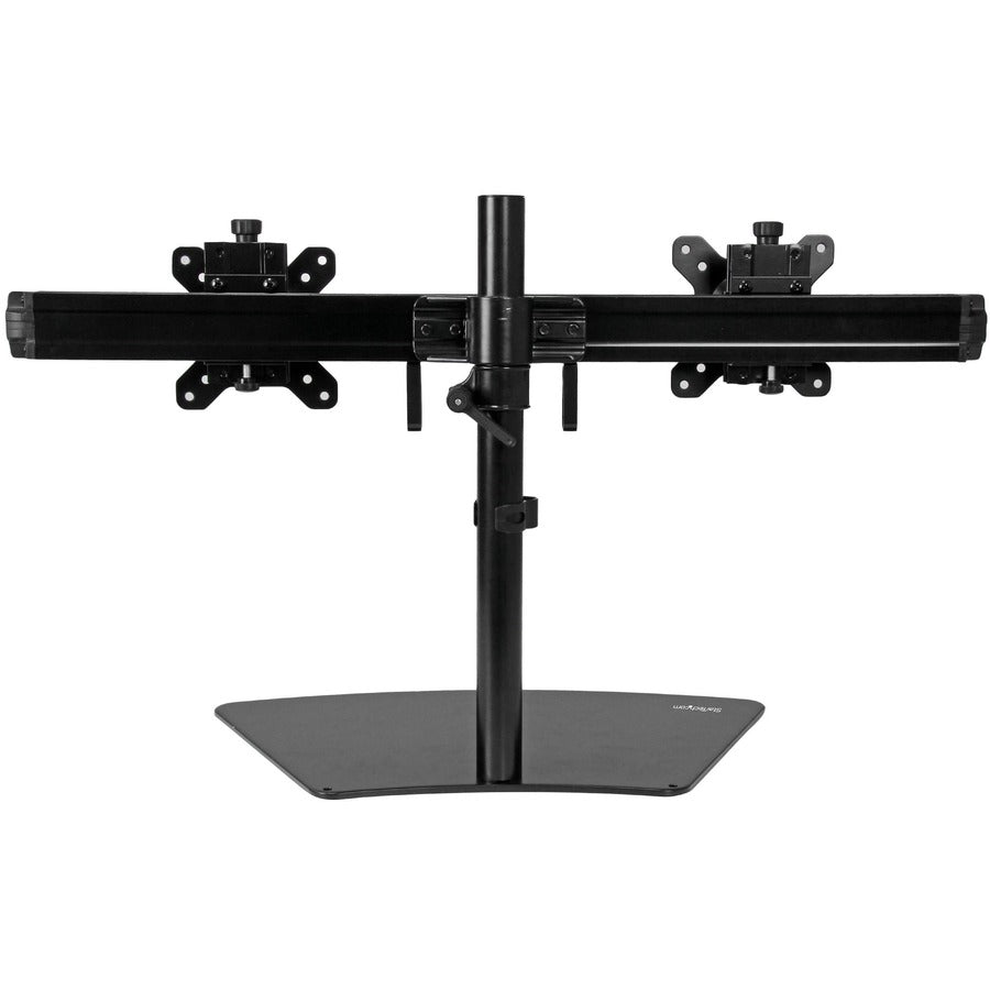 StarTech.com Dual Monitor Stand - Horizontal - For up to 24" VESA Monitors - Black - Adjustable Computer Monitor Stand - Steel & Aluminum ARMBARDUO