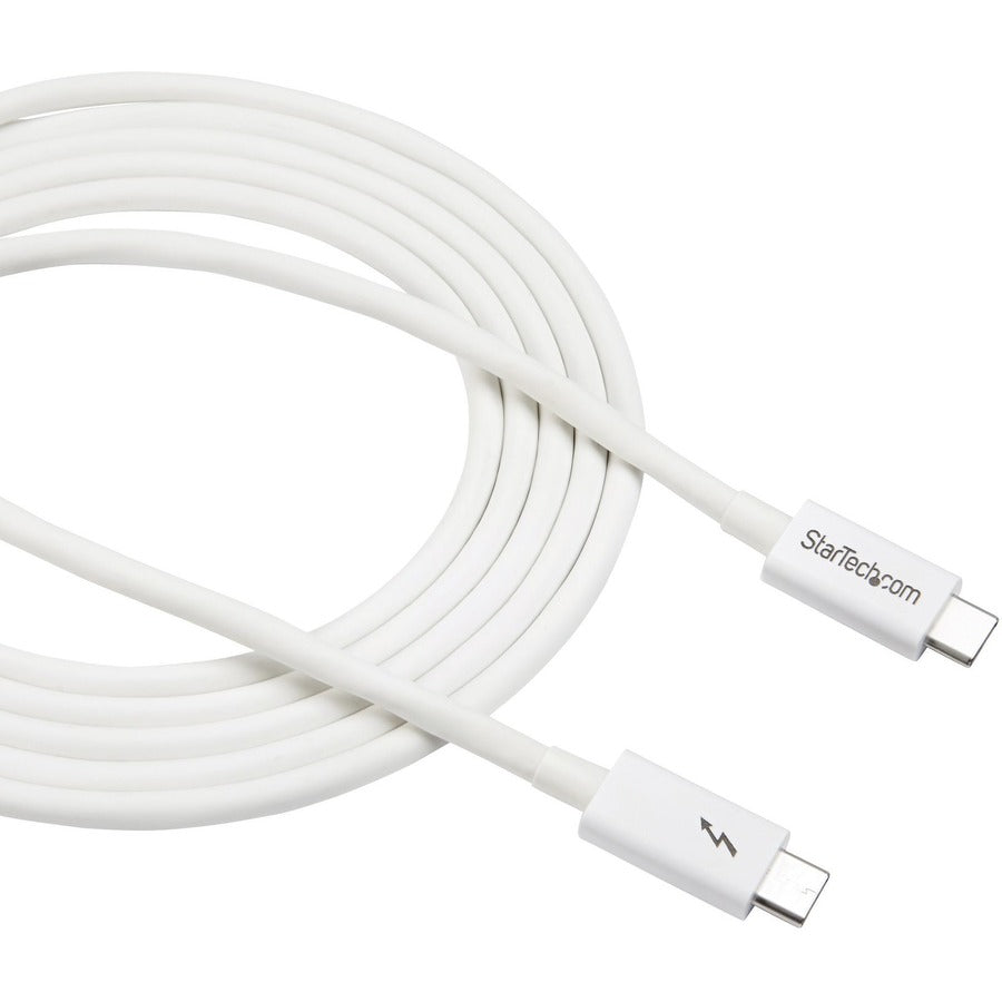 StarTech.com 2m Thunderbolt 3 Cable - 20Gbps - White - Thunderbolt / USB-C / DisplayPort Compatible - Thunderbolt 3 USB-C Cable TBLT3MM2MW