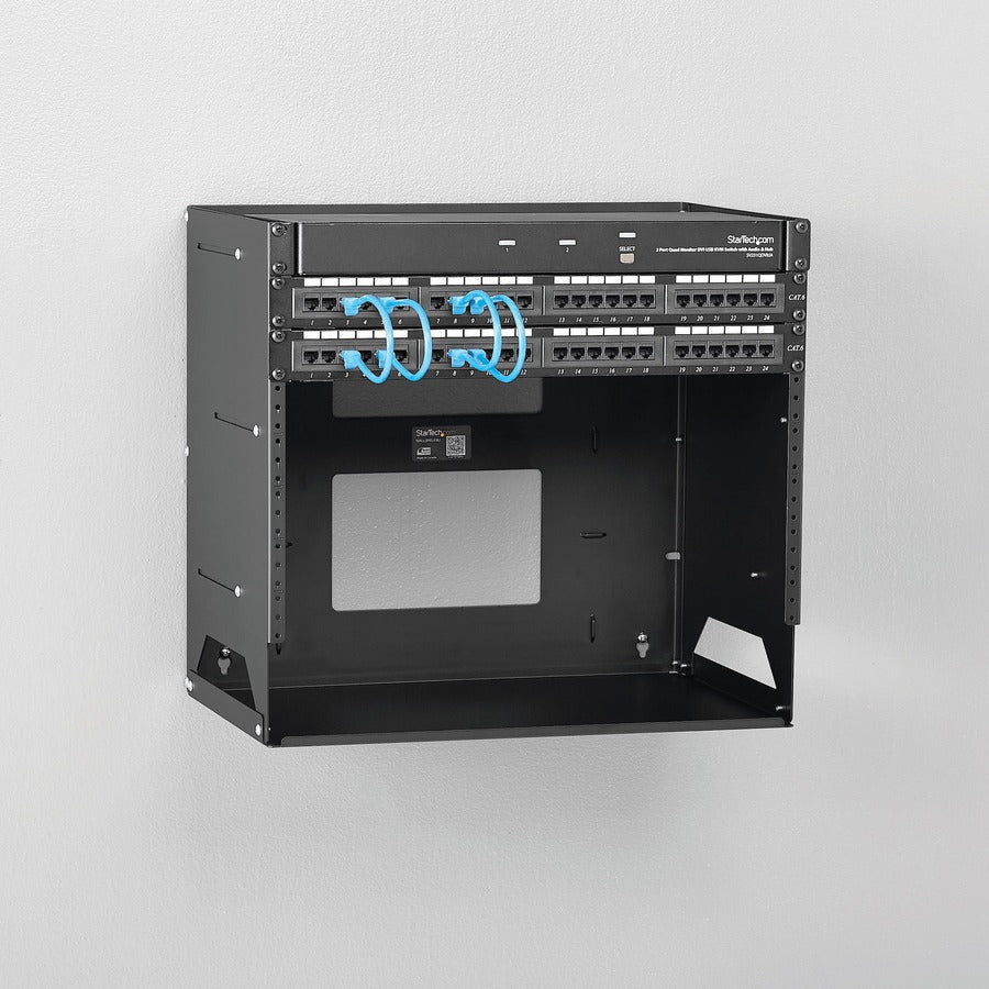 StarTech.com 8U Wallmount Server Rack with Built-in Shelf - Solid Steel - Adjustable Depth 12in to 18in WALLSHELF8U