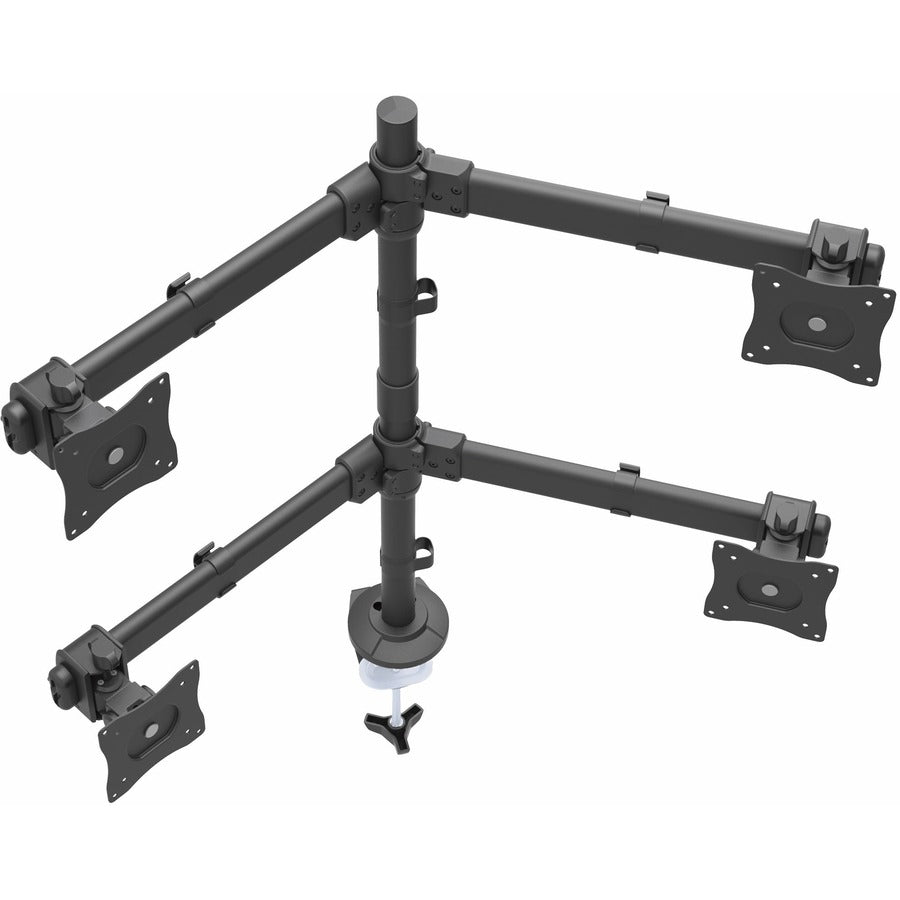 StarTech.com Bras pour moniteur quadruple support de bureau - 4 écrans VESA jusqu'à 27" - Support sur poteau articulé ergonomique réglable en hauteur - Pince/œillet ARMQUAD