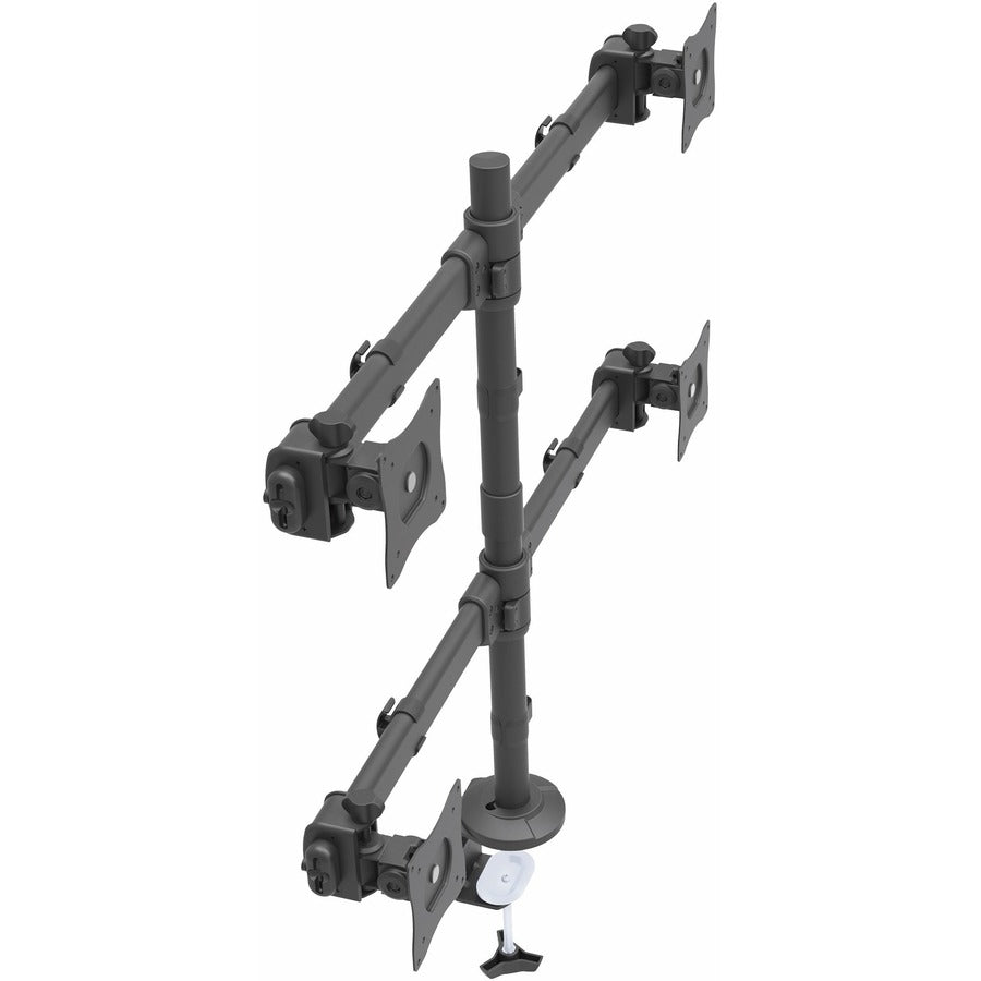 StarTech.com Desk Mount Quad Monitor Arm - 4 VESA Displays up to 27" - Ergonomic Height Adjustable Articulating Pole Mount - Clamp/Grommet ARMQUAD