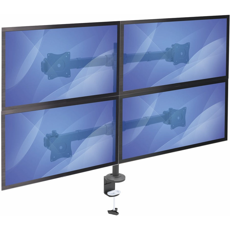 StarTech.com Bras pour moniteur quadruple support de bureau - 4 écrans VESA jusqu'à 27" - Support sur poteau articulé ergonomique réglable en hauteur - Pince/œillet ARMQUAD