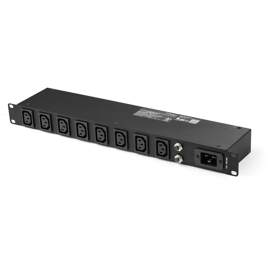 StarTech.com PDU 1U 19" 8 ports à montage en rack, alimentation/bande d'alimentation en rack à prise IEC C13, protection contre les surtensions pour rack de serveur horizontal 16 A 240 V PDU08C13H