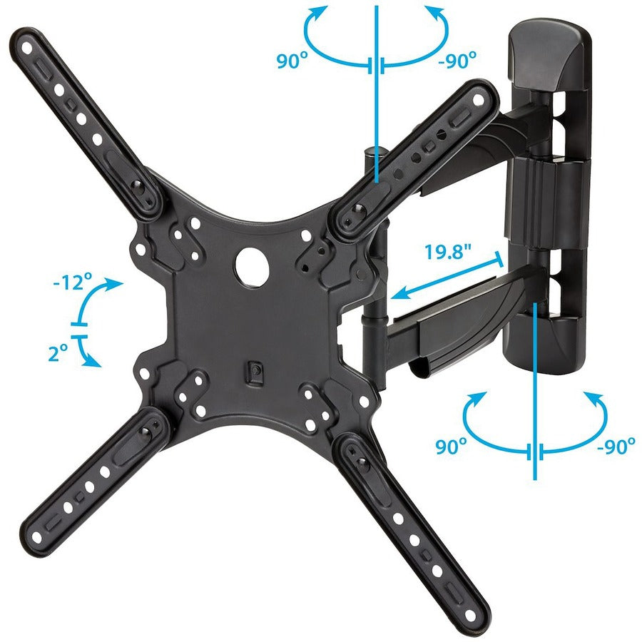 StarTech.com Support mural pour téléviseur à mouvement complet pour écran VESA de 32 à 55 pouces - Support mural pour téléviseur à écran plat réglable et articulé robuste FPWARTB1M