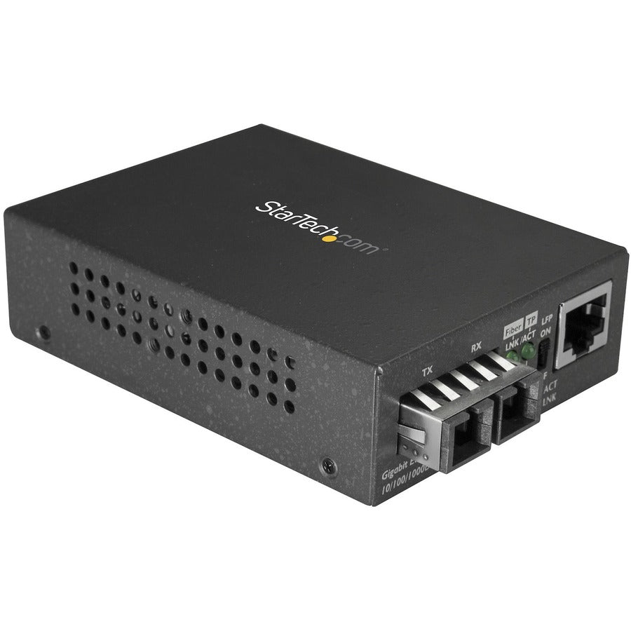 StarTech.com Convertisseur de média Ethernet fibre SC multimode - Pont fibre optique Gigabit 1000BASE-SX vers cuivre - Réseau 10/100/1000 - 550 m MCMGBSCMM055