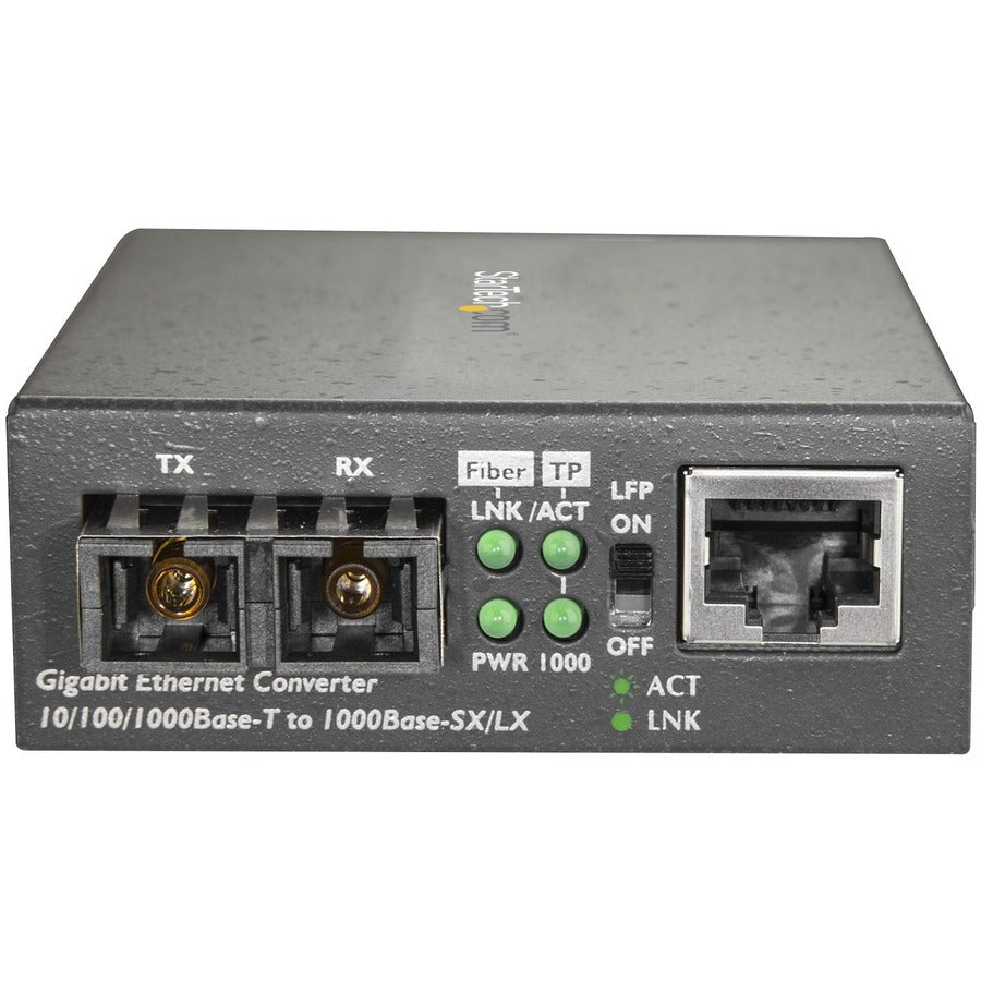 StarTech.com Convertisseur de média Ethernet fibre SC multimode - Pont fibre optique Gigabit 1000BASE-SX vers cuivre - Réseau 10/100/1000 - 550 m MCMGBSCMM055