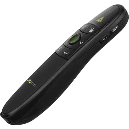 Wireless Presentation Remote with Green Laser Pointer - 90 ft. (27 m) - USB Presentation Clicker for Mac and Windows - Batteries Included - Wireless Slideshow and Volume Controls PRESREMOTEG
