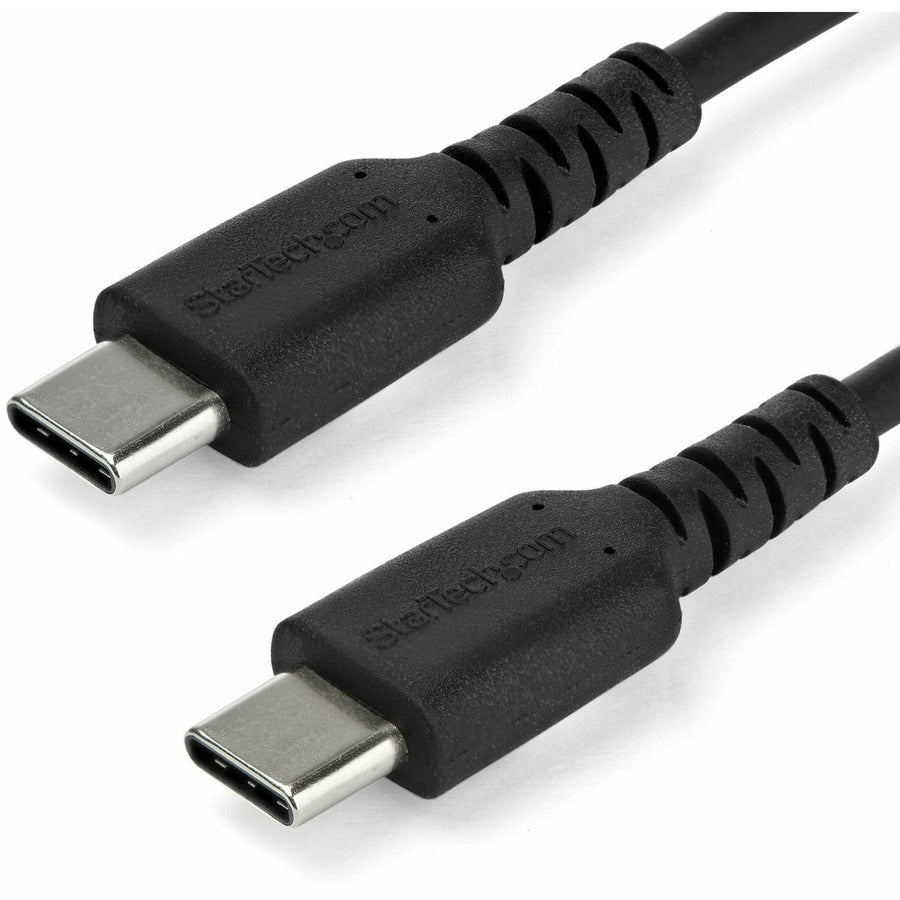 StarTech.com 1m USB C Charging Cable - Durable Fast Charge & Sync USB 2.0 Type C to C Charger Cord - TPE Jacket Aramid Fiber M/M 60W Black RUSB2CC1MB